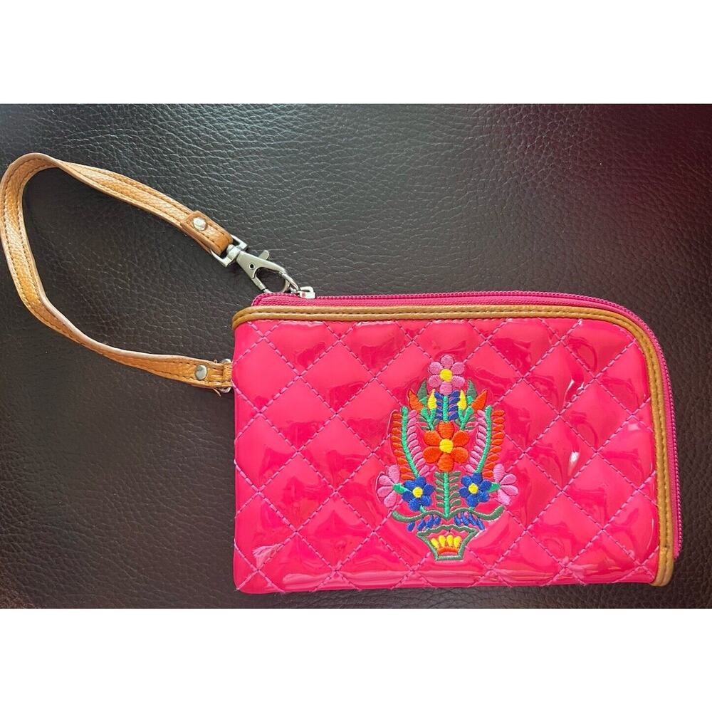 Wallet Purse Clutch Strap Hot Pink Wristlet-FLAWS